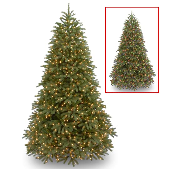 7.5 Ft Pre-Lit PowerConnect™ Feel Real® Jersey Fraser Fir Medium Artificial Christmas Tree, Dual Color® LED Lights By National Tree Company ,